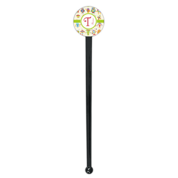Rocking Robots Black Plastic 7" Stir Stick - Round - Single Stick