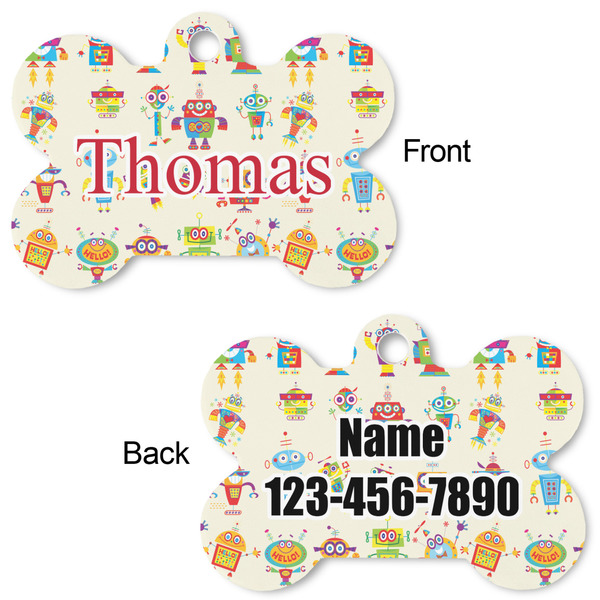 Rocking Robots Bone Shaped Dog ID Tag - Large - Approval