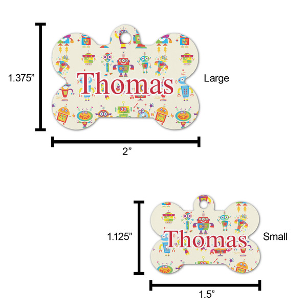 Rocking Robots Bone Shaped Dog ID Tag - Large - Scale