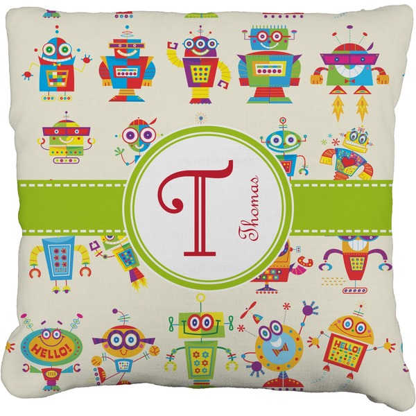 Custom Rocking Robots Faux-Linen Throw Pillow 16" (Personalized)