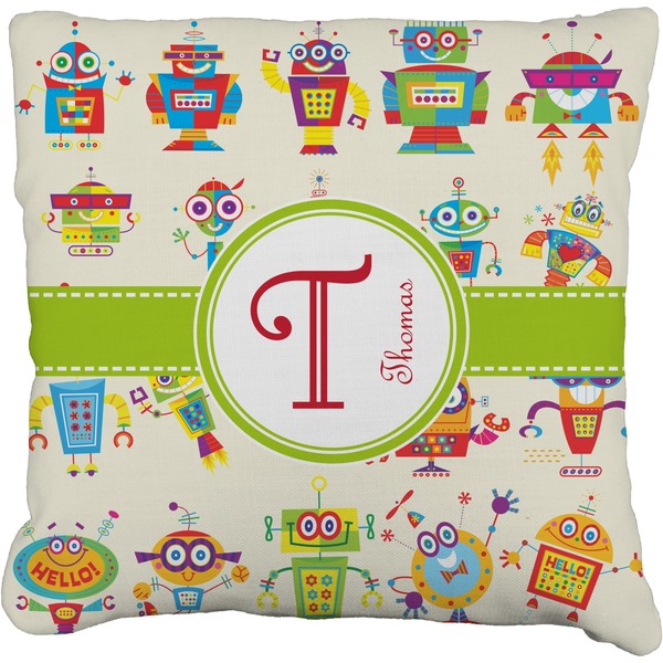 Custom Rocking Robots Faux-Linen Throw Pillow 18" (Personalized)