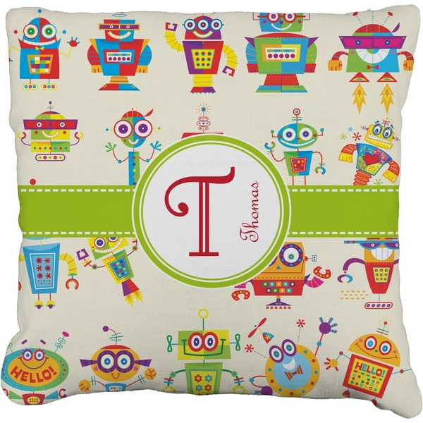 Custom Rocking Robots Faux-Linen Throw Pillow 20" (Personalized)