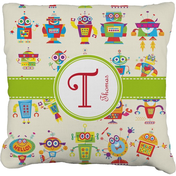 Custom Rocking Robots Faux-Linen Throw Pillow 26" (Personalized)