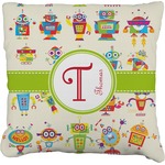 Rocking Robots Faux-Linen Throw Pillow (Personalized)