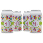 Rocking Robots Can Cooler (12 oz) - Set of 4 w/ Name and Initial