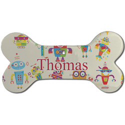 Rocking Robots Ceramic Dog Ornament - Front w/ Name and Initial