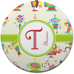 Rocking Robots Round Ceramic Ornament w/ Name and Initial