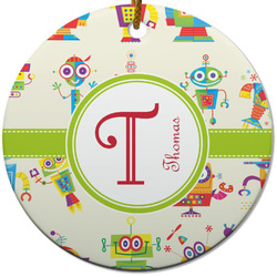 Rocking Robots Round Ceramic Ornament w/ Name and Initial