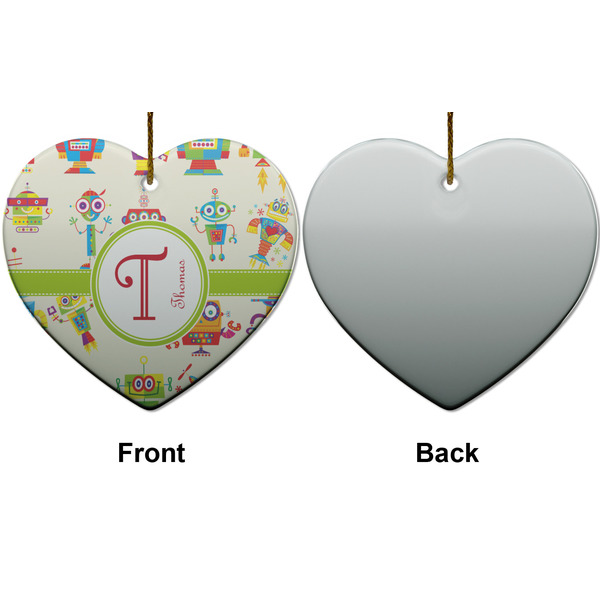 Rocking Robots Ceramic Flat Ornament - Heart Front & Back (APPROVAL)