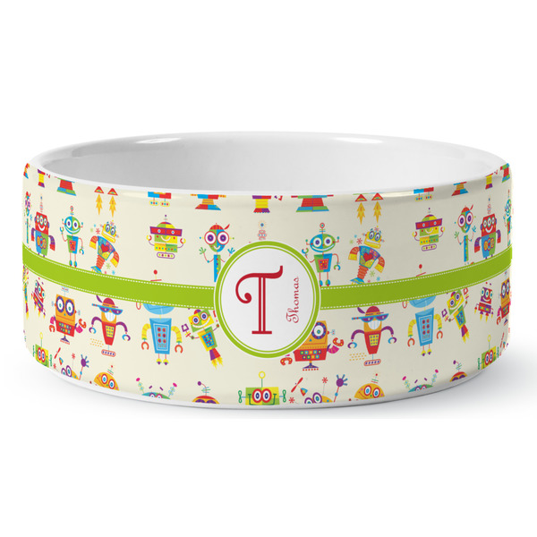Custom Rocking Robots Ceramic Dog Bowl (Personalized)