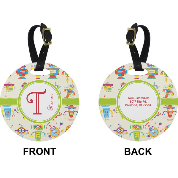 Rocking Robots Circle Luggage Tag (Front + Back)