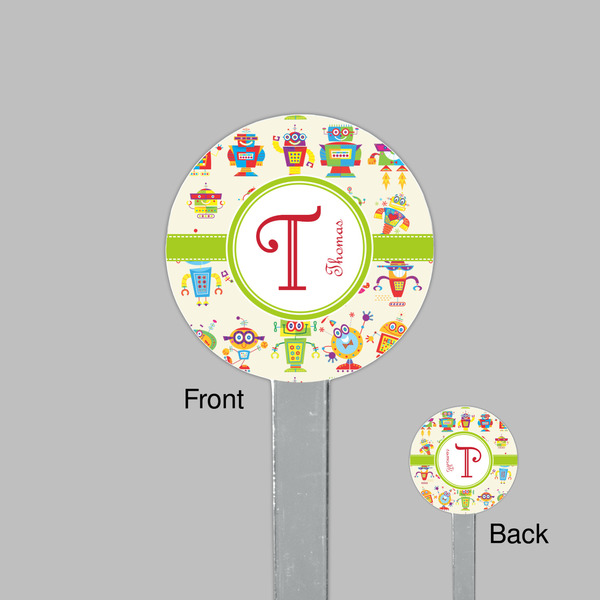 Rocking Robots Clear Plastic 7" Stir Stick - Round - Front & Back