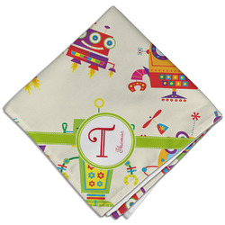 Rocking Robots Cloth Dinner Napkin - Single w/ Name and Initial