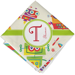 Rocking Robots Cloth Cocktail Napkin - Single w/ Name and Initial