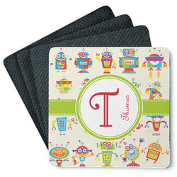 Rocking Robots Square Rubber Backed Coasters - Set of 4 (Personalized)