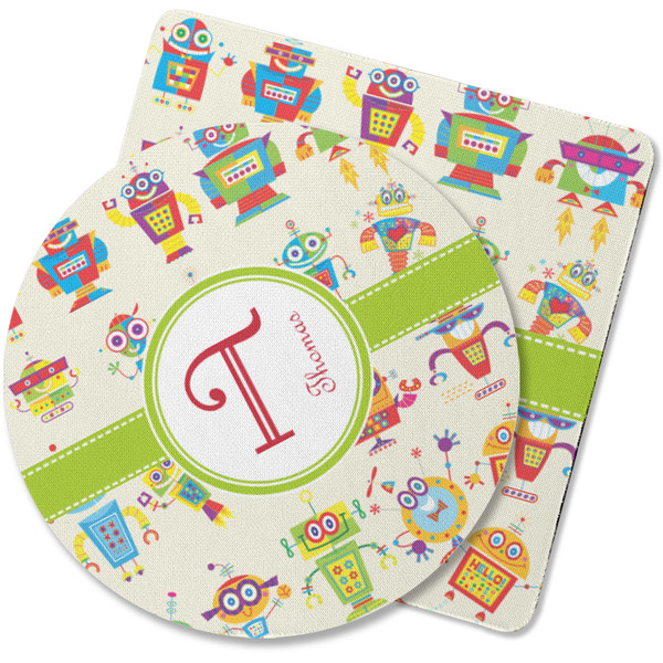 Custom Rocking Robots Rubber Backed Coaster (Personalized)