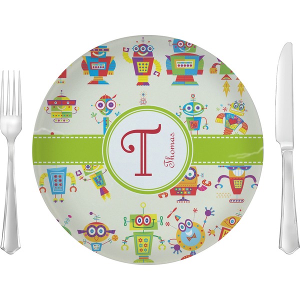 Custom Rocking Robots Glass Lunch / Dinner Plate 10" (Personalized)