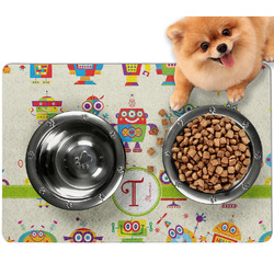 Rocking Robots Dog Food Mat - Small w/ Name and Initial
