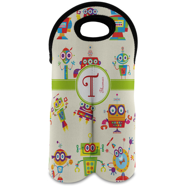 Custom Rocking Robots Wine Tote Bag (2 Bottles) (Personalized)