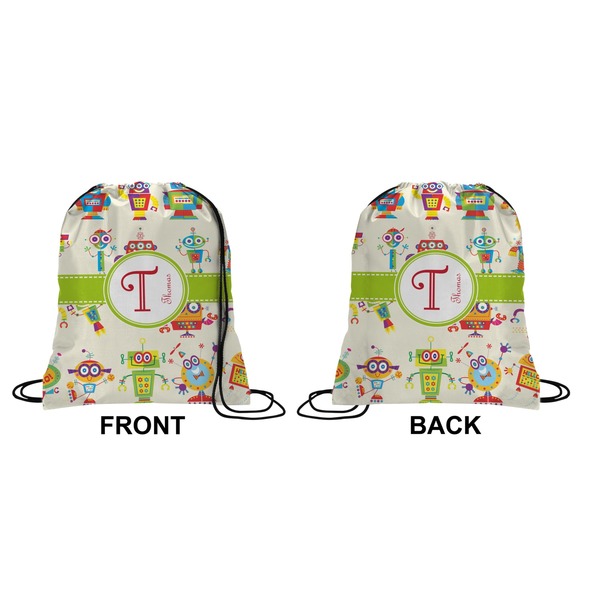 Rocking Robots Drawstring Backpack Front & Back Small