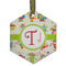 Rocking Robots Flat Glass Ornament - Hexagon w/ Name and Initial