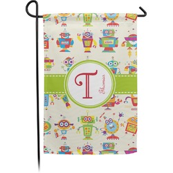 Rocking Robots Small Garden Flag - Double Sided w/ Name and Initial