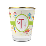 Rocking Robots Glass Shot Glass - 1.5 oz - with Gold Rim - Set of 4 (Personalized)