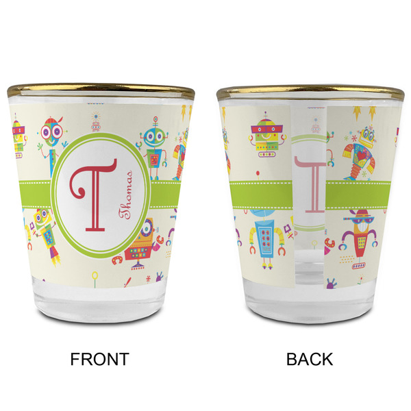 Rocking Robots Glass Shot Glass - with gold rim - APPROVAL