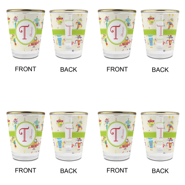 Rocking Robots Glass Shot Glass - with gold rim - Set of 4 - APPROVAL