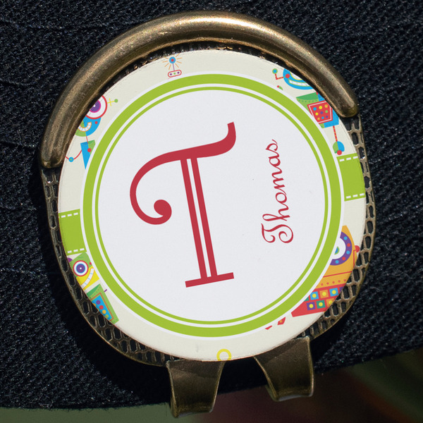 Rocking Robots Golf Ball Marker Hat Clip - Gold - Close Up