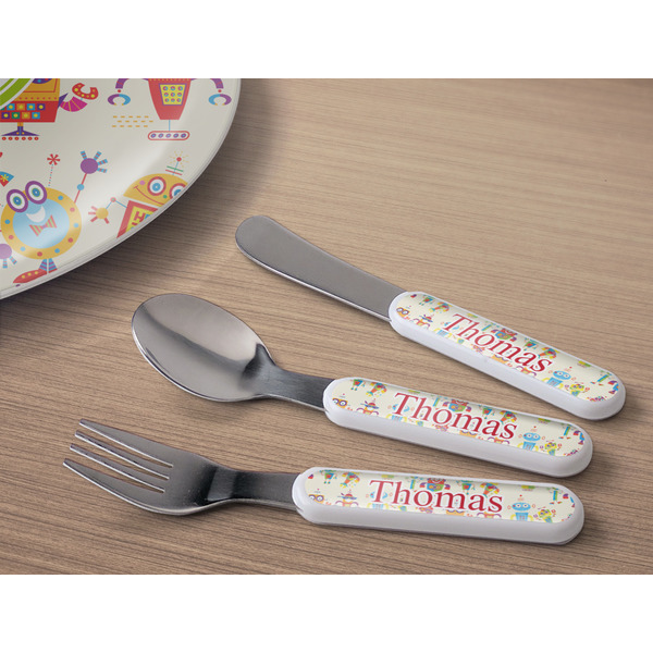 Rocking Robots Kids Flatware w/ Plate