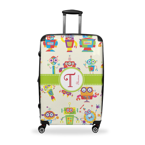 Custom Rocking Robots Suitcase - 28" Large - Checked w/ Name and Initial