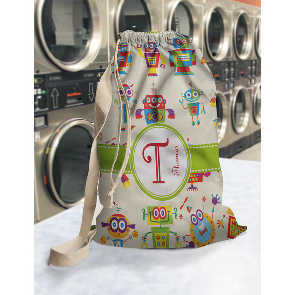 Rocking Robots Laundry Bag in Laundromat