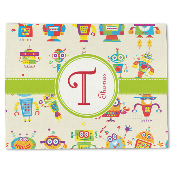 Custom Rocking Robots Single-Sided Linen Placemat - Single w/ Name and Initial