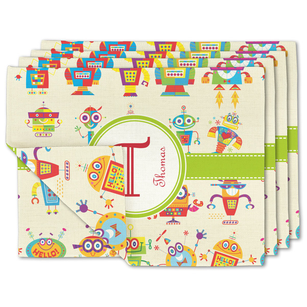 Custom Rocking Robots Linen Placemat w/ Name and Initial
