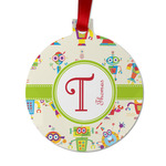Rocking Robots Metal Ball Ornament - Double Sided w/ Name and Initial