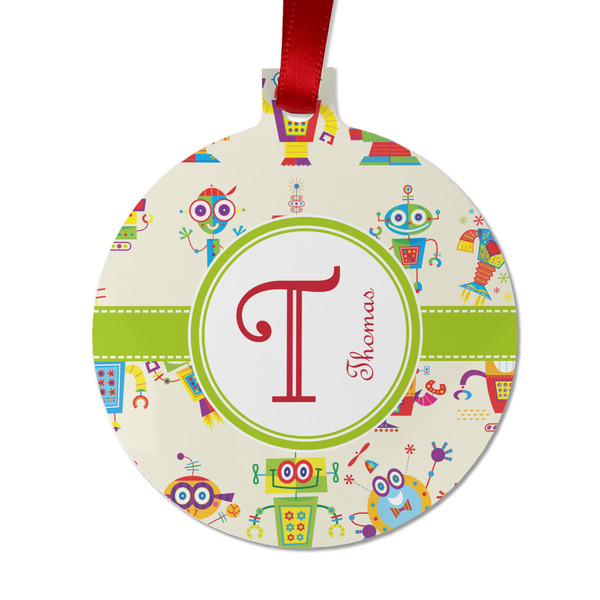 Rocking Robots Metal Ball Ornament - Front