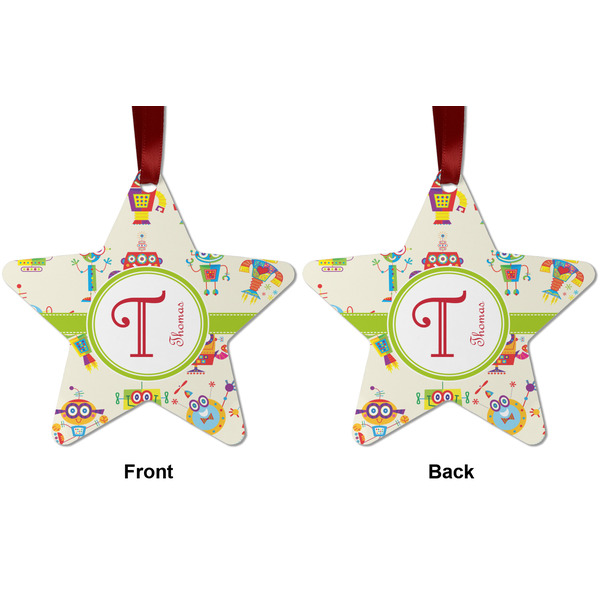 Rocking Robots Metal Star Ornament - Front and Back
