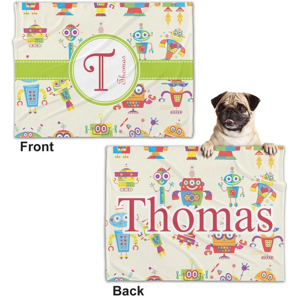Rocking Robots Microfleece Dog Blanket - Regular - Front & Back