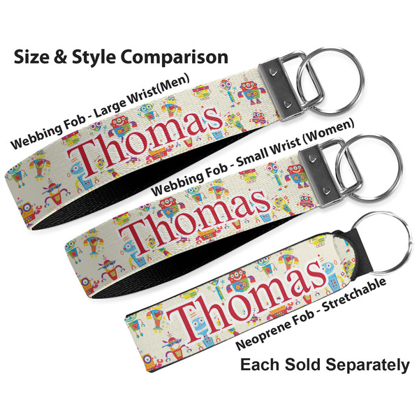 Rocking Robots Multiple Key Ring comparison sizes