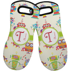 Rocking Robots Neoprene Oven Mitts - Set of 2 w/ Name and Initial