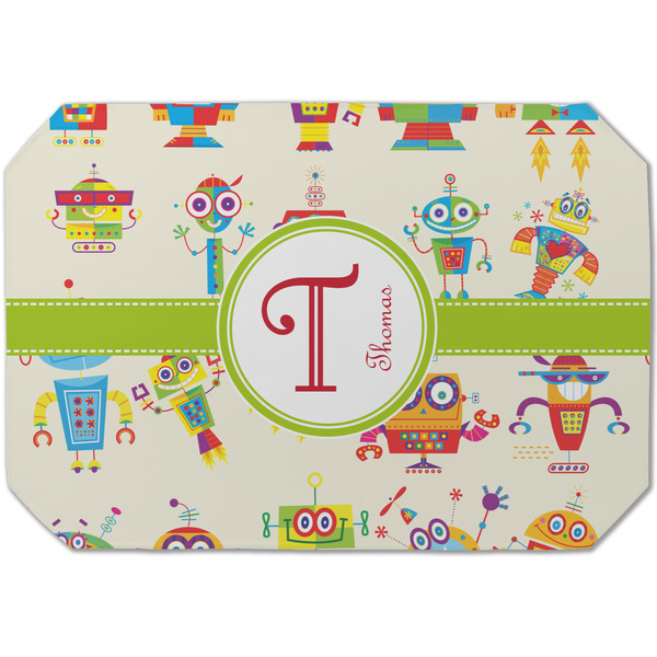 Custom Rocking Robots Dining Table Mat - Octagon (Single-Sided) w/ Name and Initial