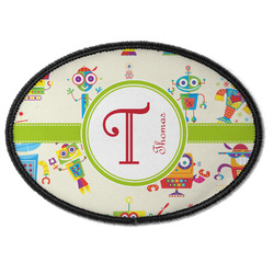 Rocking Robots Iron On Oval Patch w/ Name and Initial