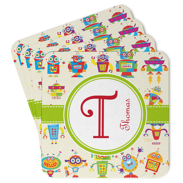 Custom Rocking Robots Paper Coasters w/ Name and Initial