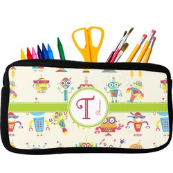Rocking Robots Neoprene Pencil Case - Small w/ Name and Initial