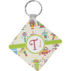 Rocking Robots Diamond Plastic Keychain w/ Name and Initial