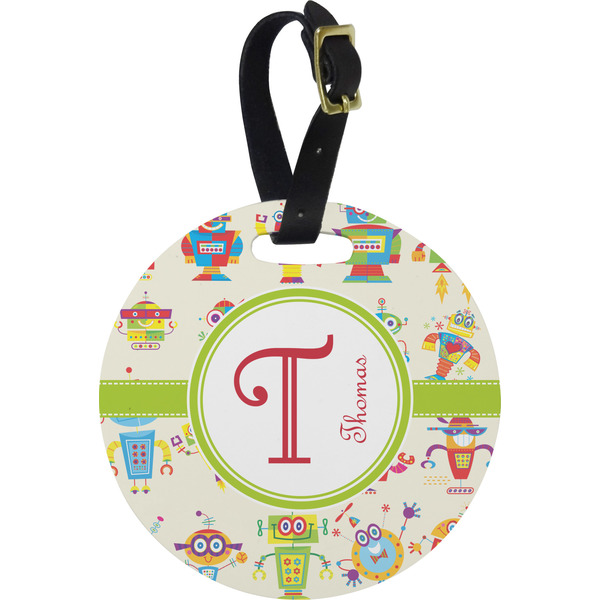 Custom Rocking Robots Plastic Luggage Tag - Round (Personalized)