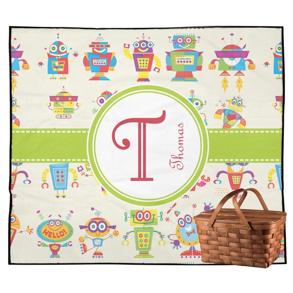 Custom Rocking Robots Outdoor Picnic Blanket (Personalized)