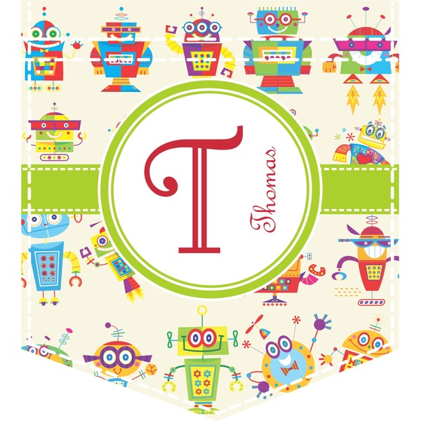 Custom Rocking Robots Iron On Faux Pocket (Personalized)