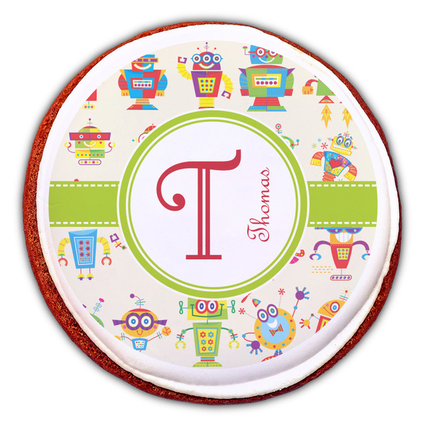 Rocking Robots Printed Icing Circle - Large - On Cookie